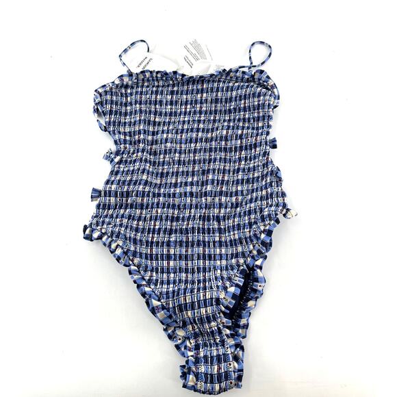 Damson Madder Navy Blue Margot Gingham Betty Swimsuit Size 14 - Picture 4 of 10